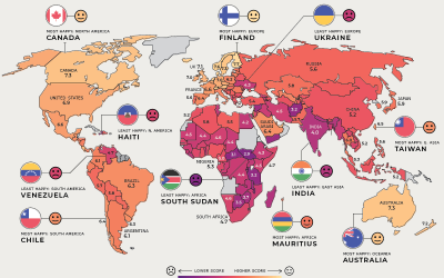 Els països més i menys feliços del món
