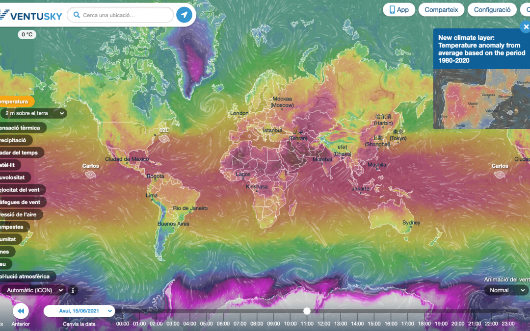 Ventusky, una aplicació per controlar el desenvolupament meteorològic de qualsevol lloc de la terra