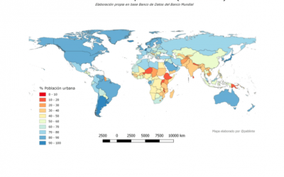 Mapamundi de la població urbana per països